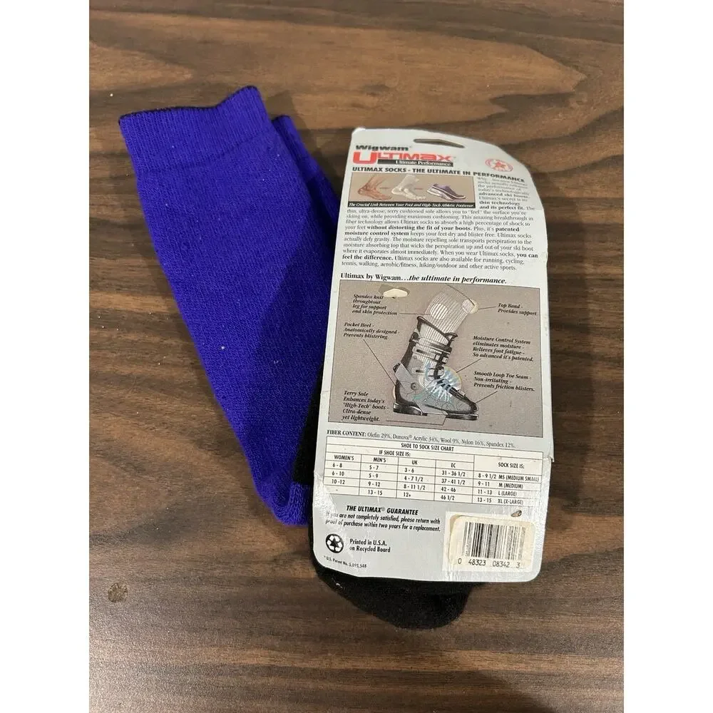 Vintage NWT Wigwam Socks Heavyweight‎ Ski Wool Blend Size L Hiking NOS Ultimax